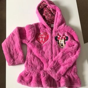 Disney girls mini mouse fur soft jacket(size 7)